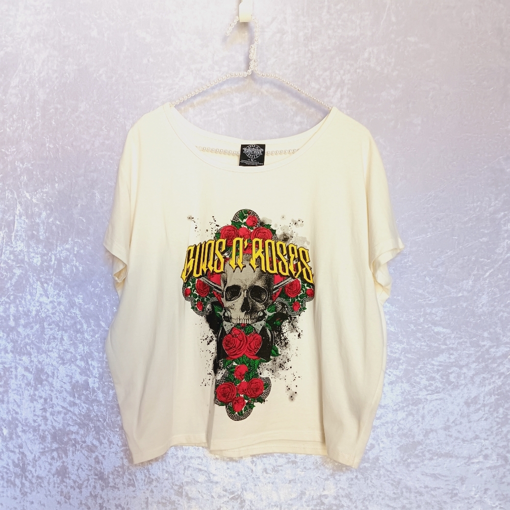 Guns N' Roses Skull Rose Graphic Top Size M